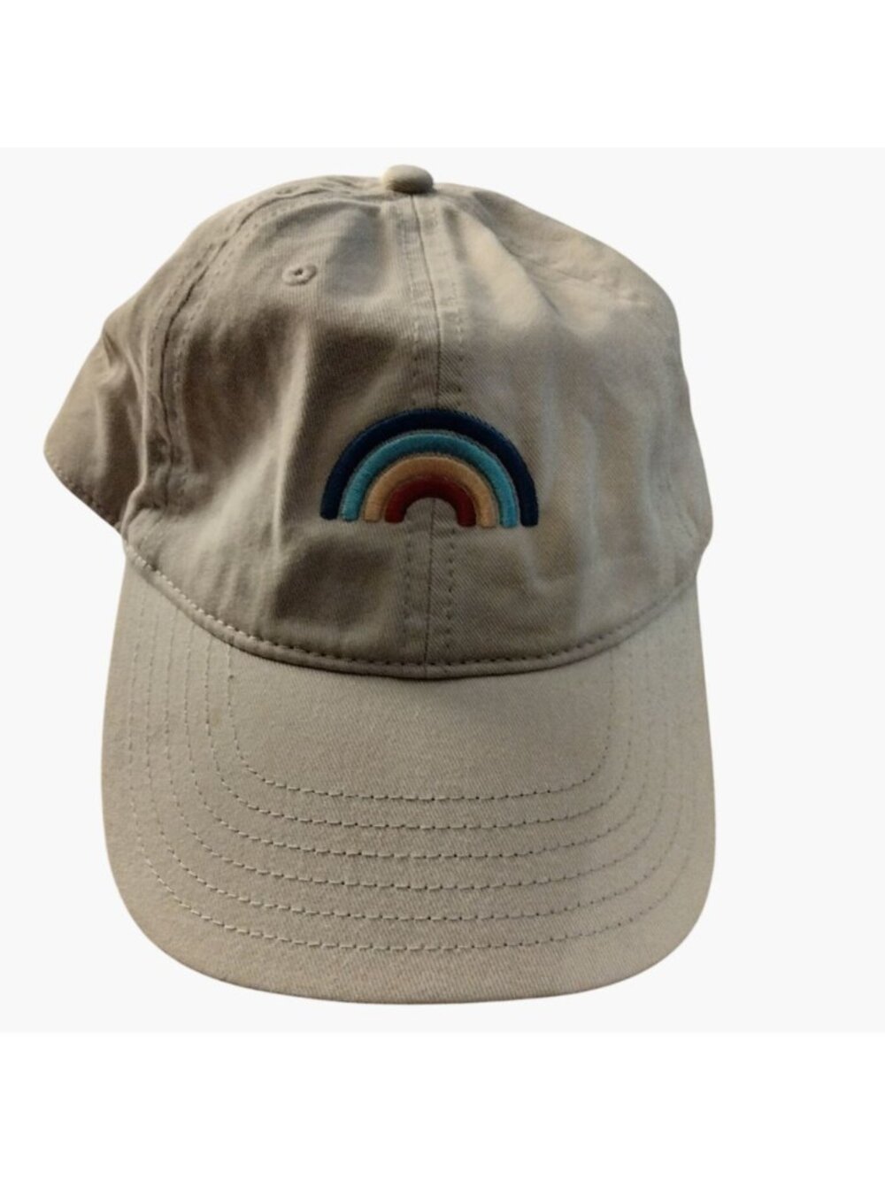 Mighty Fine Beige Rainbow Baseball Cap Embroidered LGBT